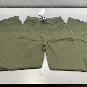 Reiss Women’s Colorado Garment-Dyed Wide-Leg Trousers – Khaki Green – Size 4R